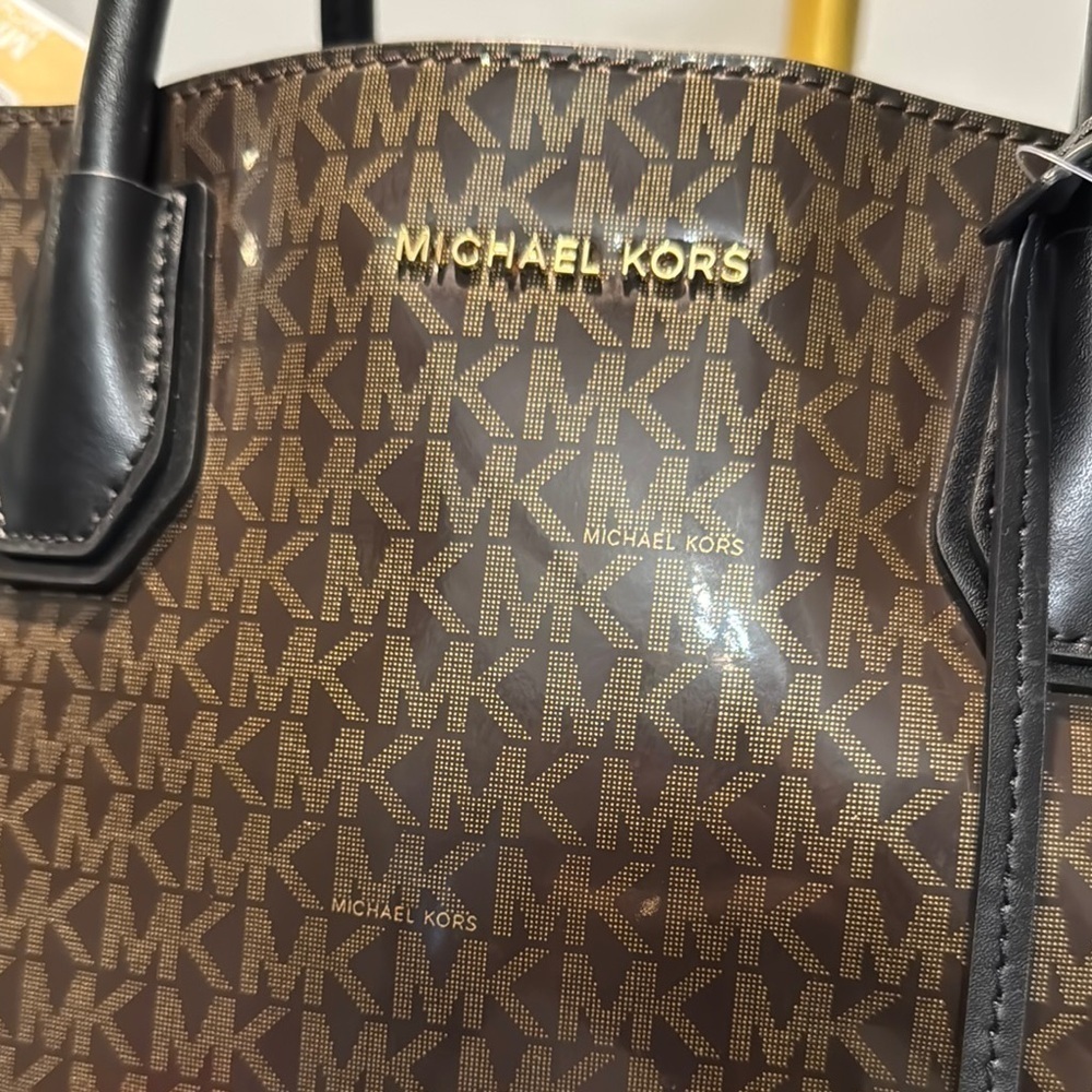 Michael Kors Brown and Black Tote Bag with Signature Monogram - Picture 2 of 15